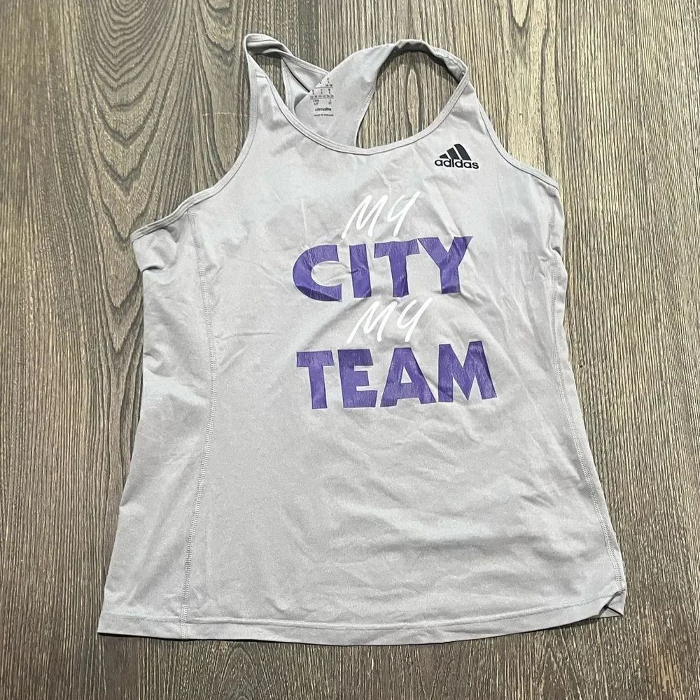 Adidas Climalite My City My Team Tank Top Racer Back Scoop Neck Gray Size  S